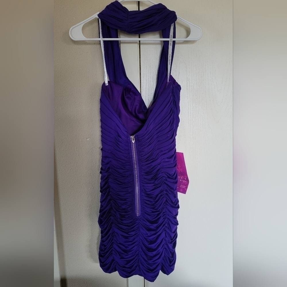 Sherri Hill Ruched Draped Halter Cocktail/ Formal/ Prom Bodycon Party Dress - Picture 7 of 11